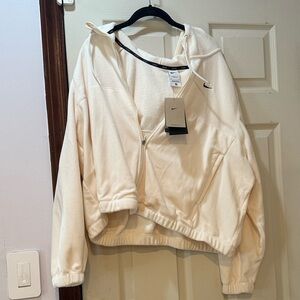 Nike Women’s Therma Fleece Zip Sweatshirt Hoodie Off-White Plus Size 1X NWT